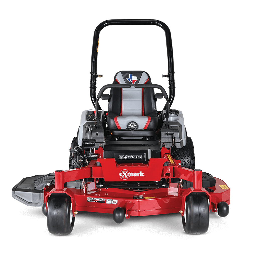 A front-facing view of the Exmark Radius Texas Edition.